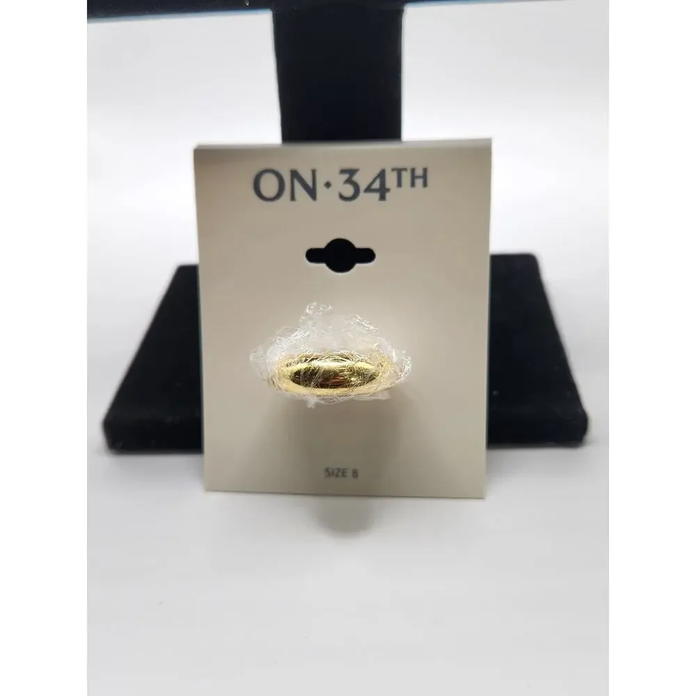 On 34th Gold-Tone Domed Band Ring Size 8 NWT